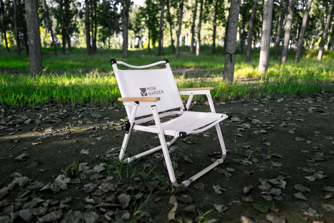 Image of a Captain Stag Relax Chair in a serene outdoor setting, demonstrating its innovative design