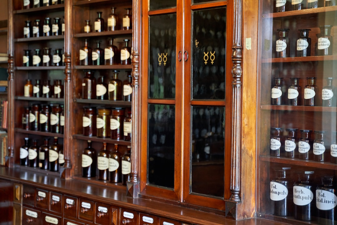 A historical image of the original Shiseido pharmacy in Tokyo, reflecting the brand's heritage.