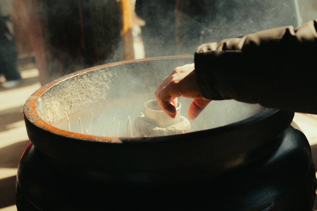 A close-up shot of a Nambu Tekki frying pan with food sizzling in it, demonstrating the cookware in 