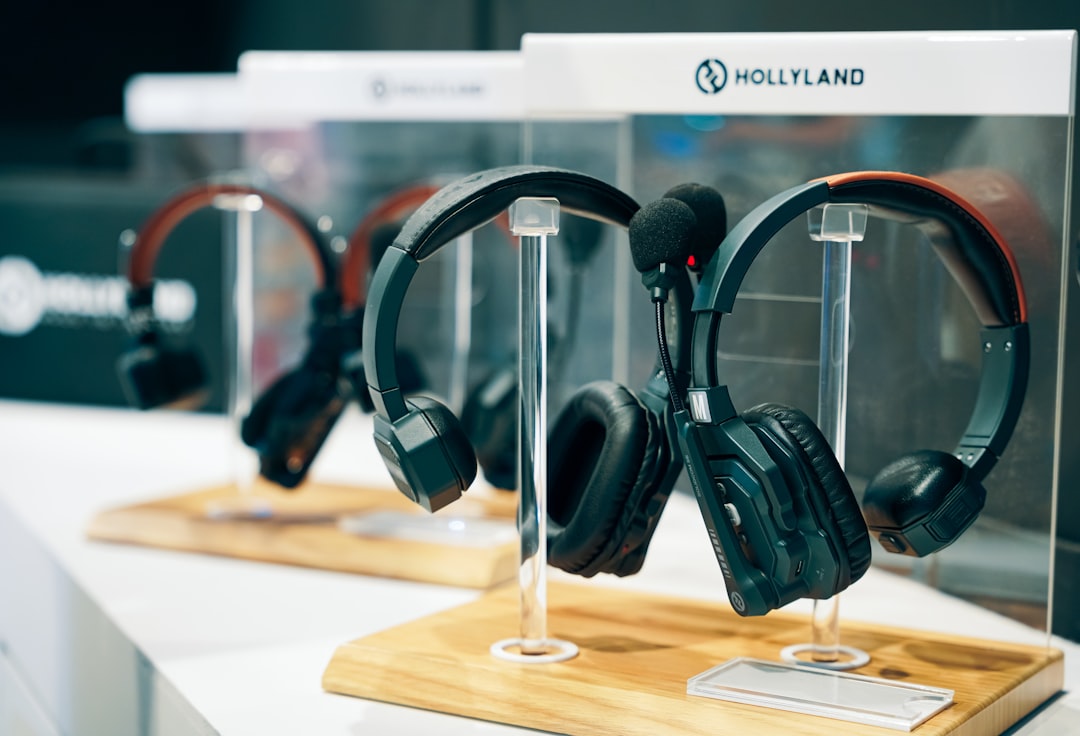 An appealing image showcasing a selection of Audio-Technica headphones arranged aesthetically agains