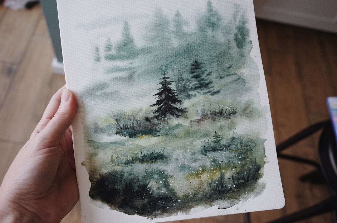 Photo of the Sailor Manyo Sketch Notebook with a watercolor sketch in progress, showing the thick 10